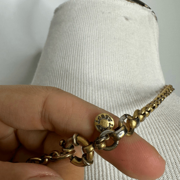 J. Crew Statement Necklace Art Deco Pendant Necklace gold tone maximalist - Picture 3 of 3